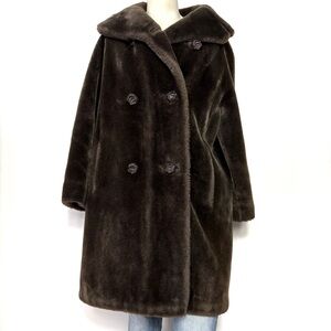 Vintage 70s Borgana brown faux fur Russel Taylor long coat